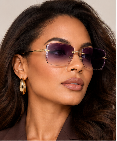 Crystal-Cut Rimless Square Sunglasses – product view 1 | AVRENDI
