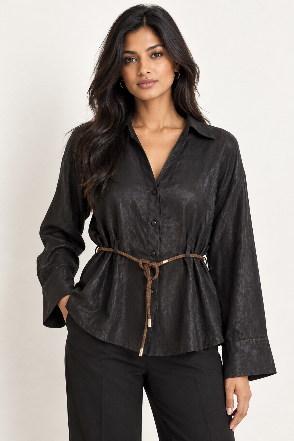 Belted Viscose Shirt