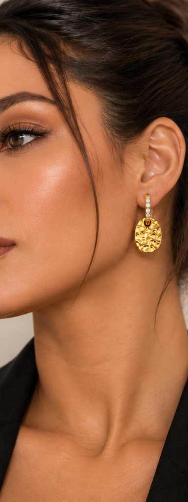 Hammer Texture 18K Gold-Plated Stainless Steel Huggie Earrings
