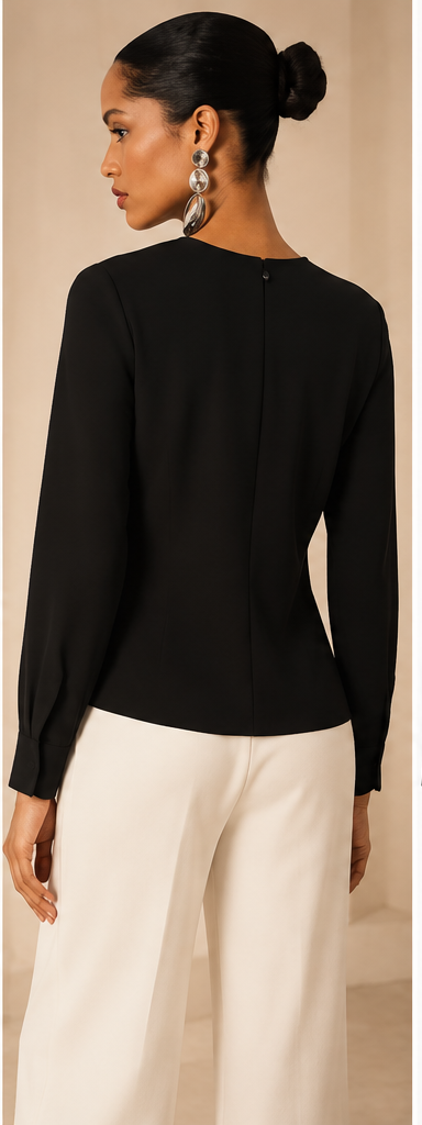 Asymmetric Draped Satin Blouse – Elegant Occasion Top