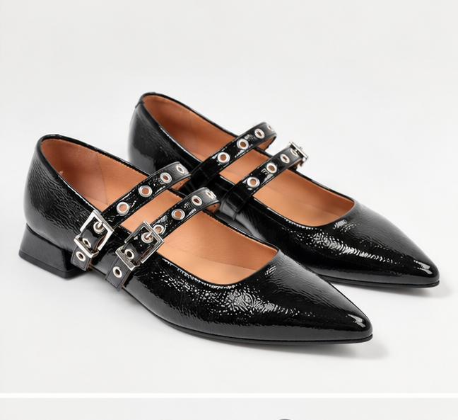 Katrina Black Patent Leather Mary Jane Pumps