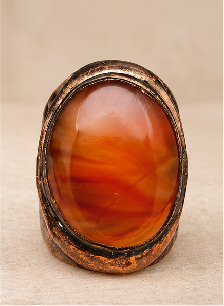Vintage Oval Stone Inlaid Ring