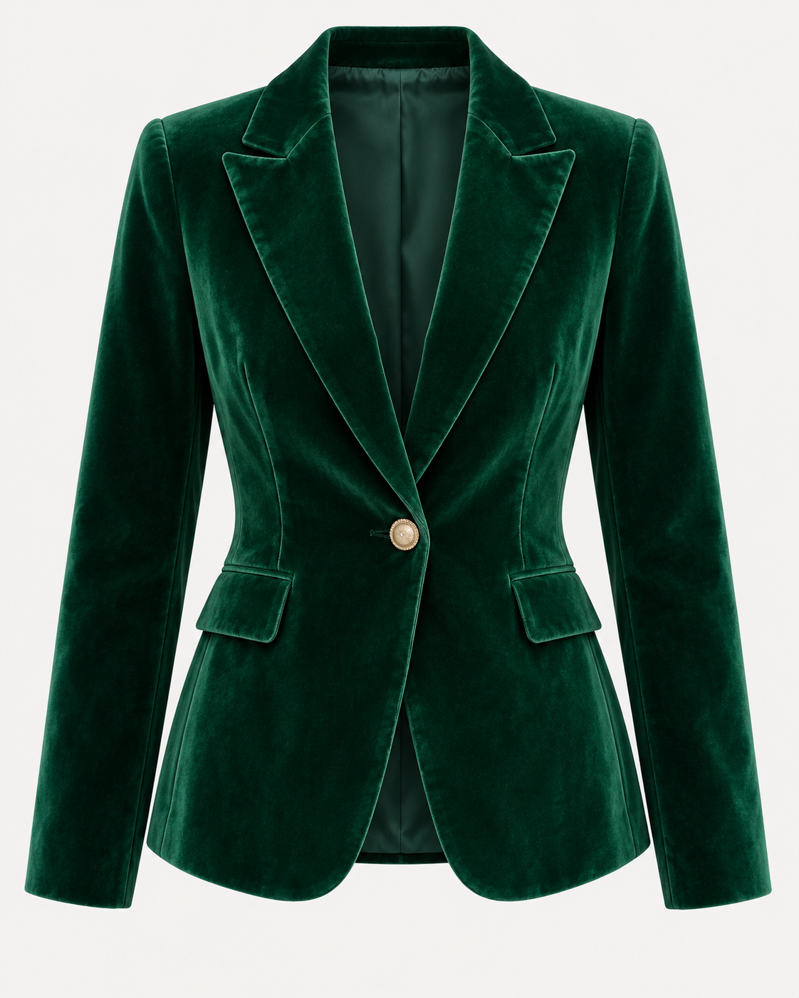 Fitted Velvet Single-Button Blazer