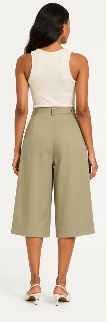 Belted Lyocell Wide-Leg Culotte Trousers