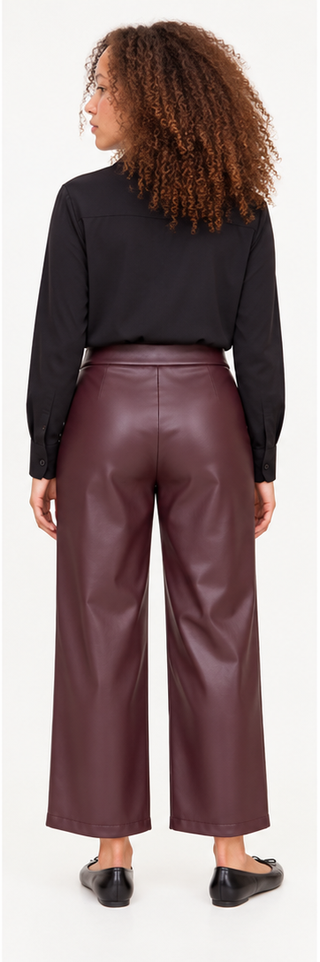 Wide-Leg Faux-Leather Trousers