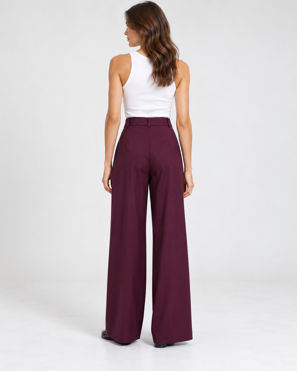 Pantalones de tiro alto con doble pinza y pierna ancha