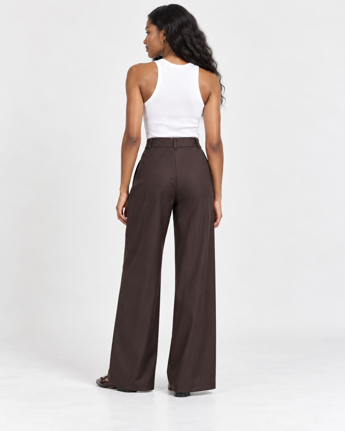 Pantalones de tiro alto con doble pinza y pierna ancha