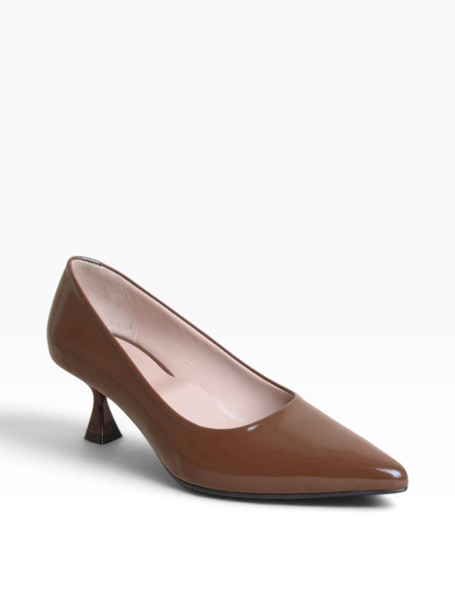 Chocolate Patent Pointed-Toe Pumps | AVRENDI