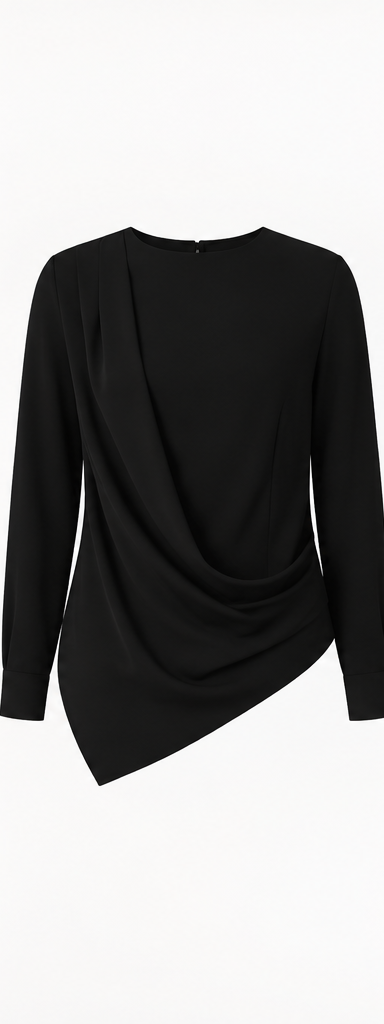 Asymmetric Draped Satin Blouse – Elegant Occasion Top
