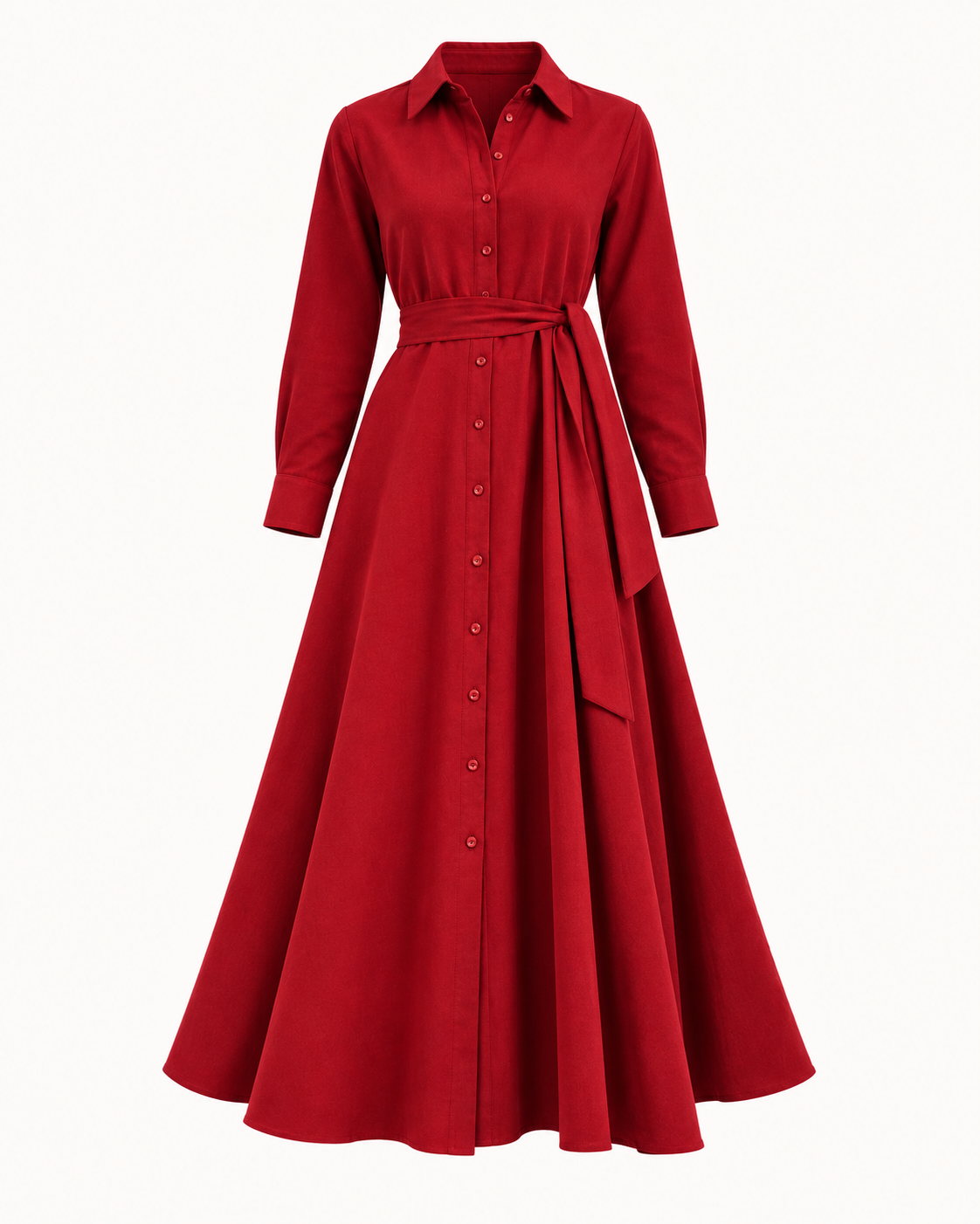 Linen-Blend Belted Shirt Dress
