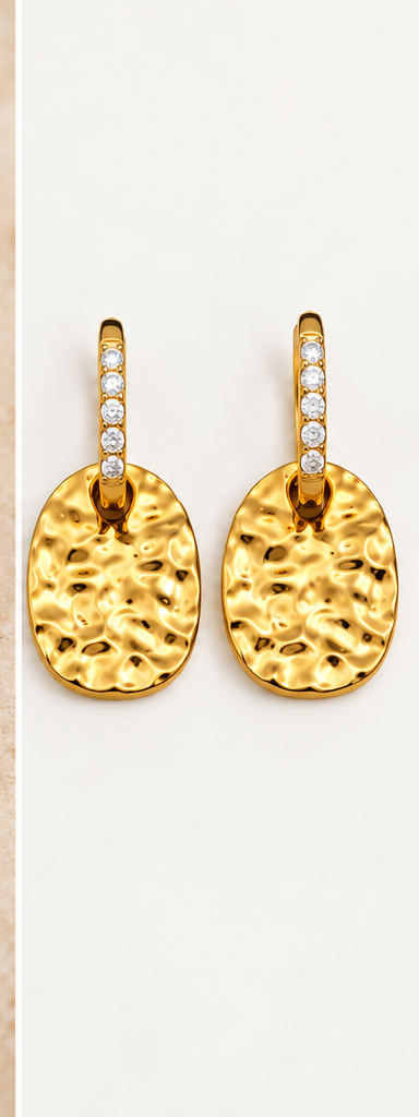 Hammer Texture 18K Gold-Plated Stainless Steel Huggie Earrings
