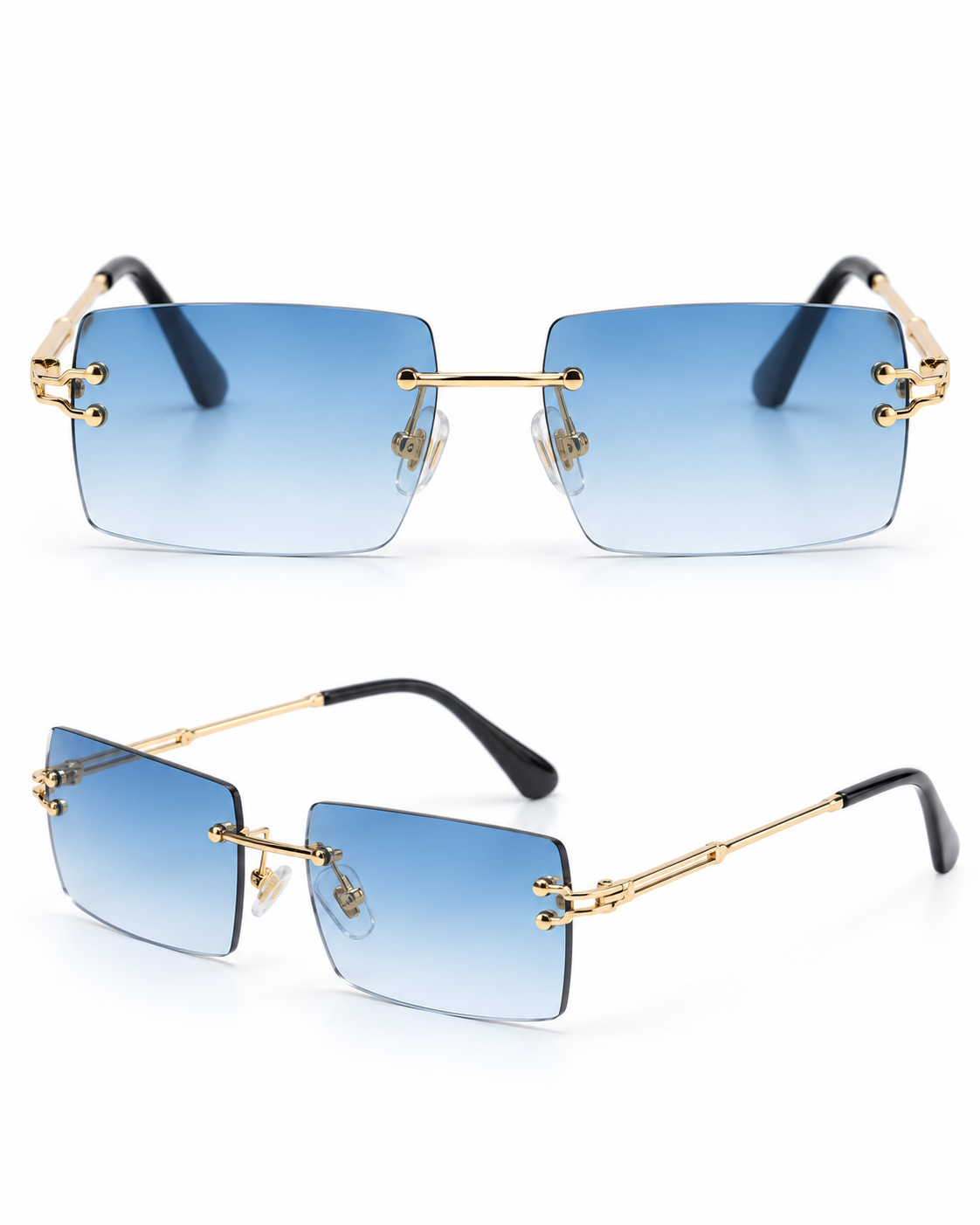 Rimless Gold-Bridge Rectangle Sunglasses – product view 2 | AVRENDI