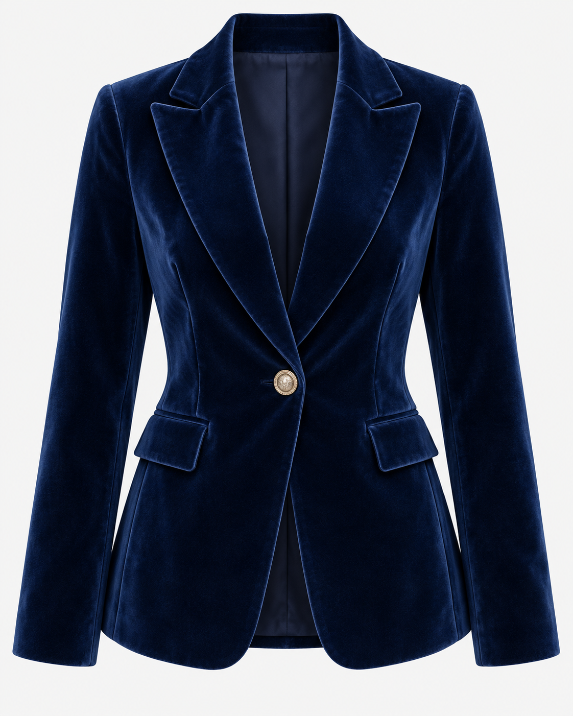 Fitted Velvet Single-Button Blazer