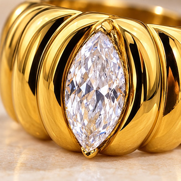 Zircon Statement Ring – 18K Gold-Plated