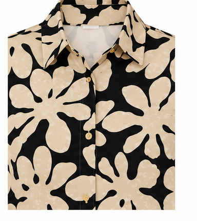 Oversized Floral Jacquard Shirt – Relaxed Rayon Blend Button