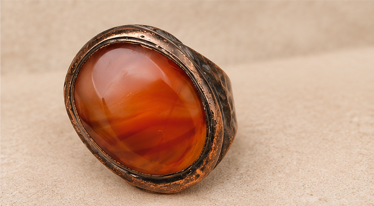 Vintage Oval Stone Inlaid Ring