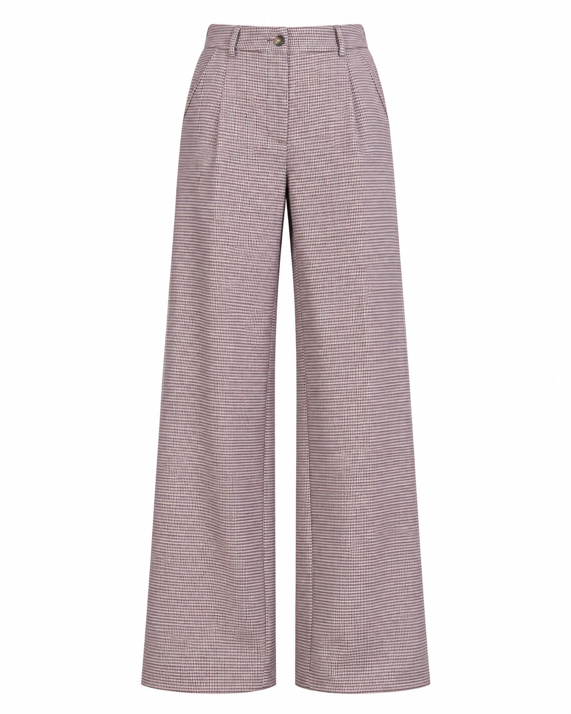 Micro-Check High-Waist Wide-Leg Trousers