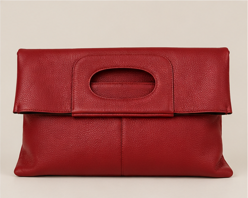 Bolso de mano de piel italiana con solapa