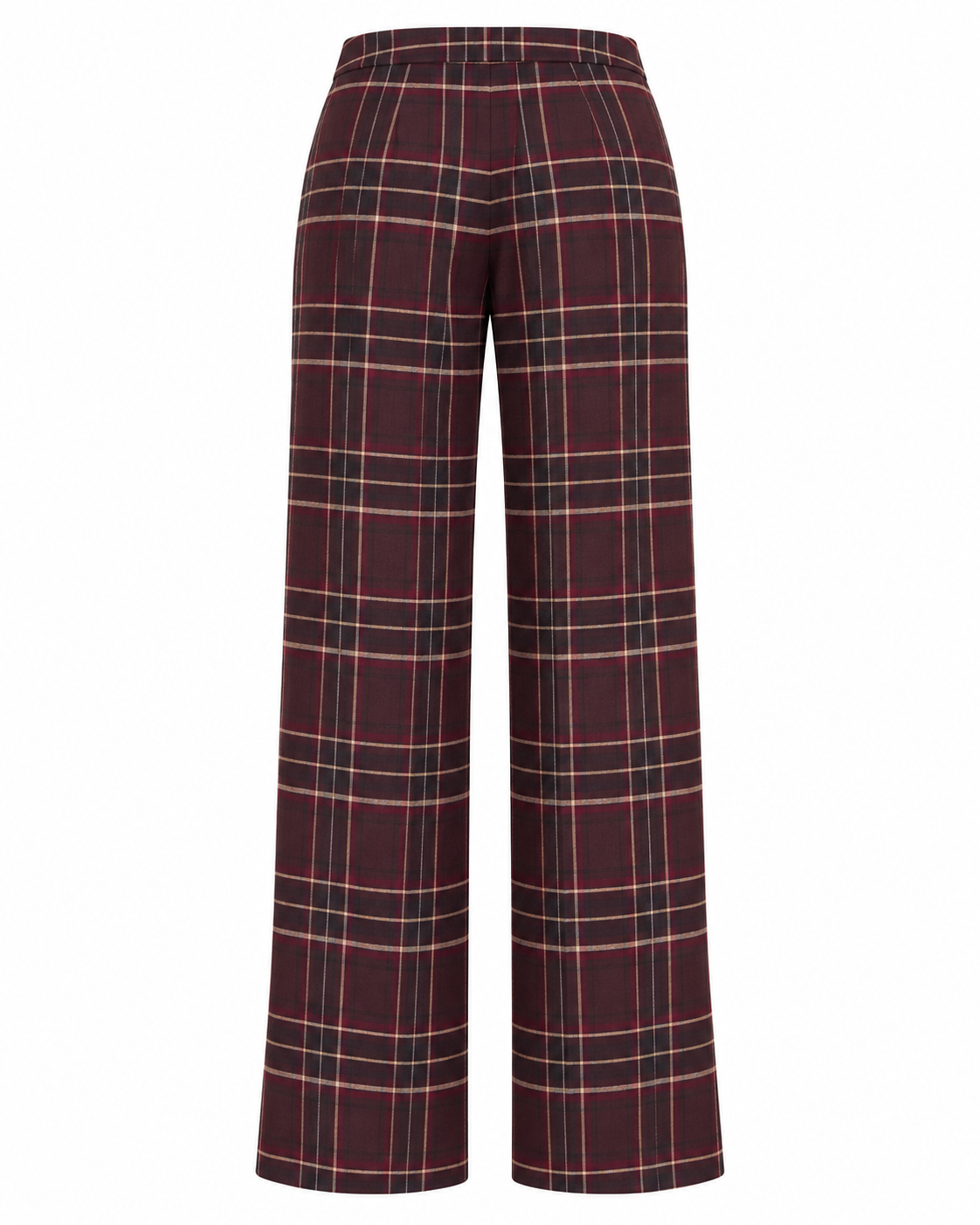 Bordeaux Checked Wide-Leg Trousers