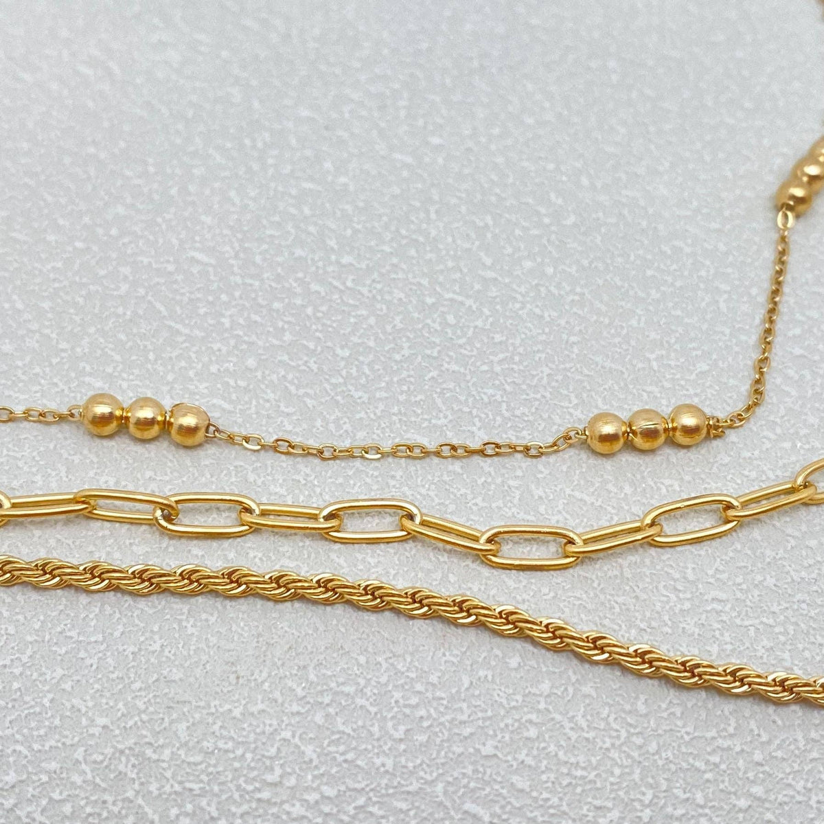 18K Gold-Plated Stainless Steel 3-layer Chain Necklace | AVRENDI
