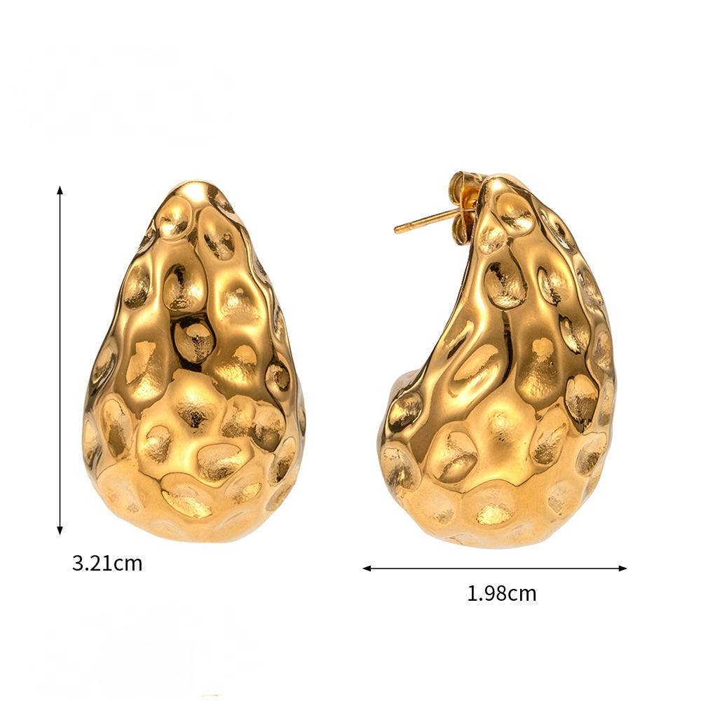 18K Gold-Plated Stainless Steel Hollow Teardrop Earrings | AVRENDI