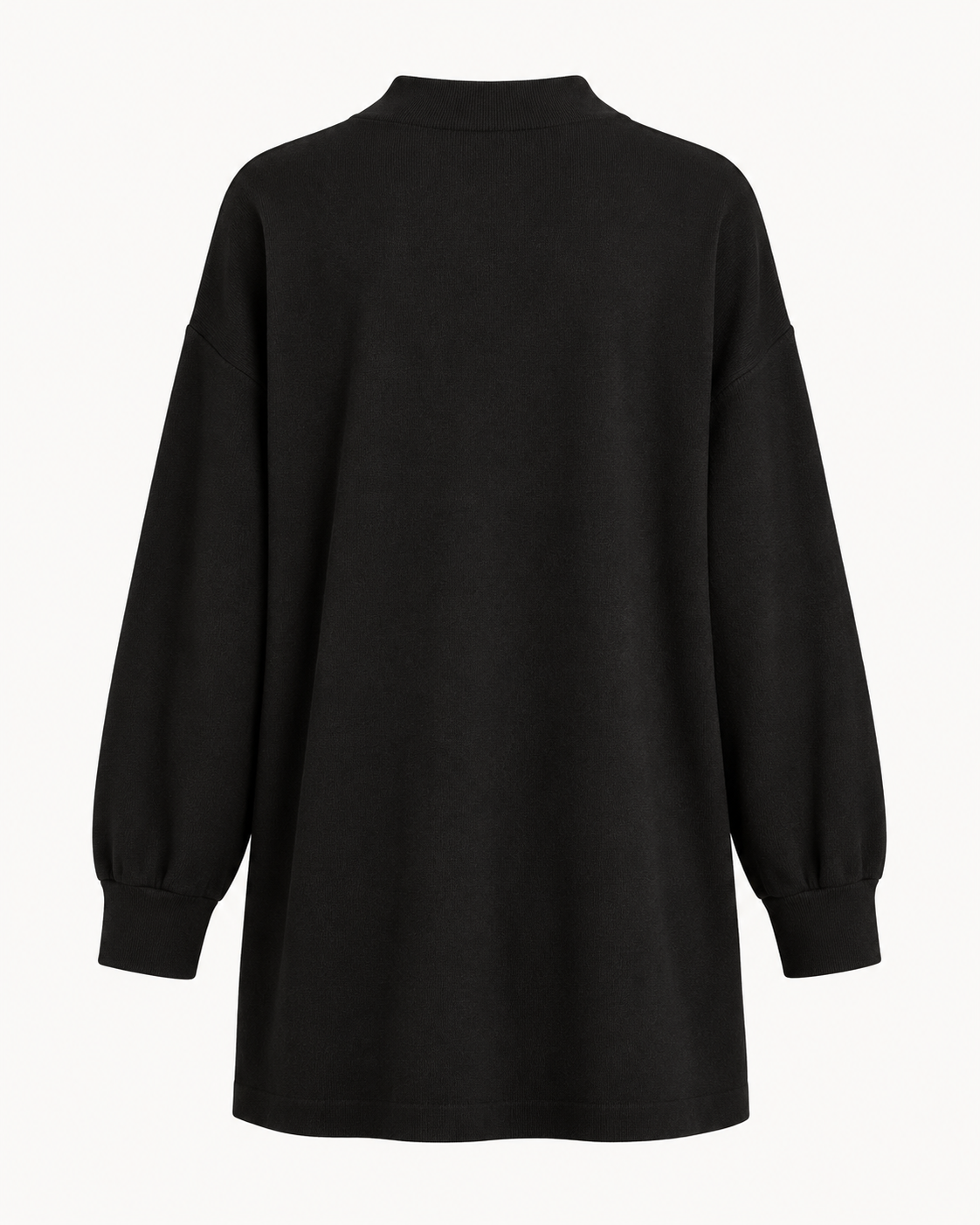 Draped Knit Tunic with Metal Detail in Black - back garment view | AVRENDI