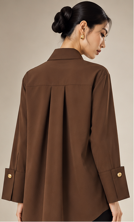 Wide Cuff Cotton Blend Poplin Shirt