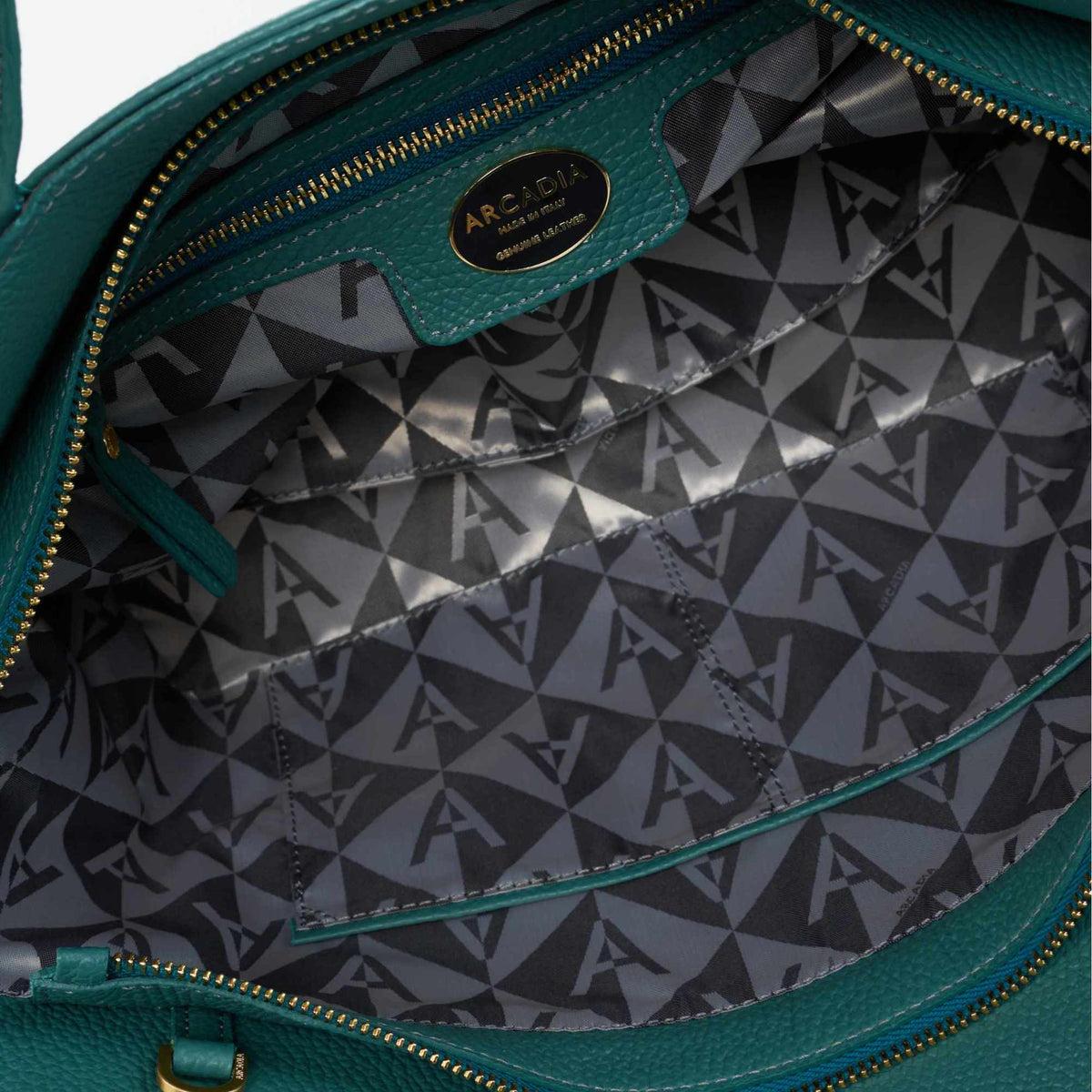 Isa Medium Green Italian Leather Top Handle Bag detail view 6 | AVRENDI