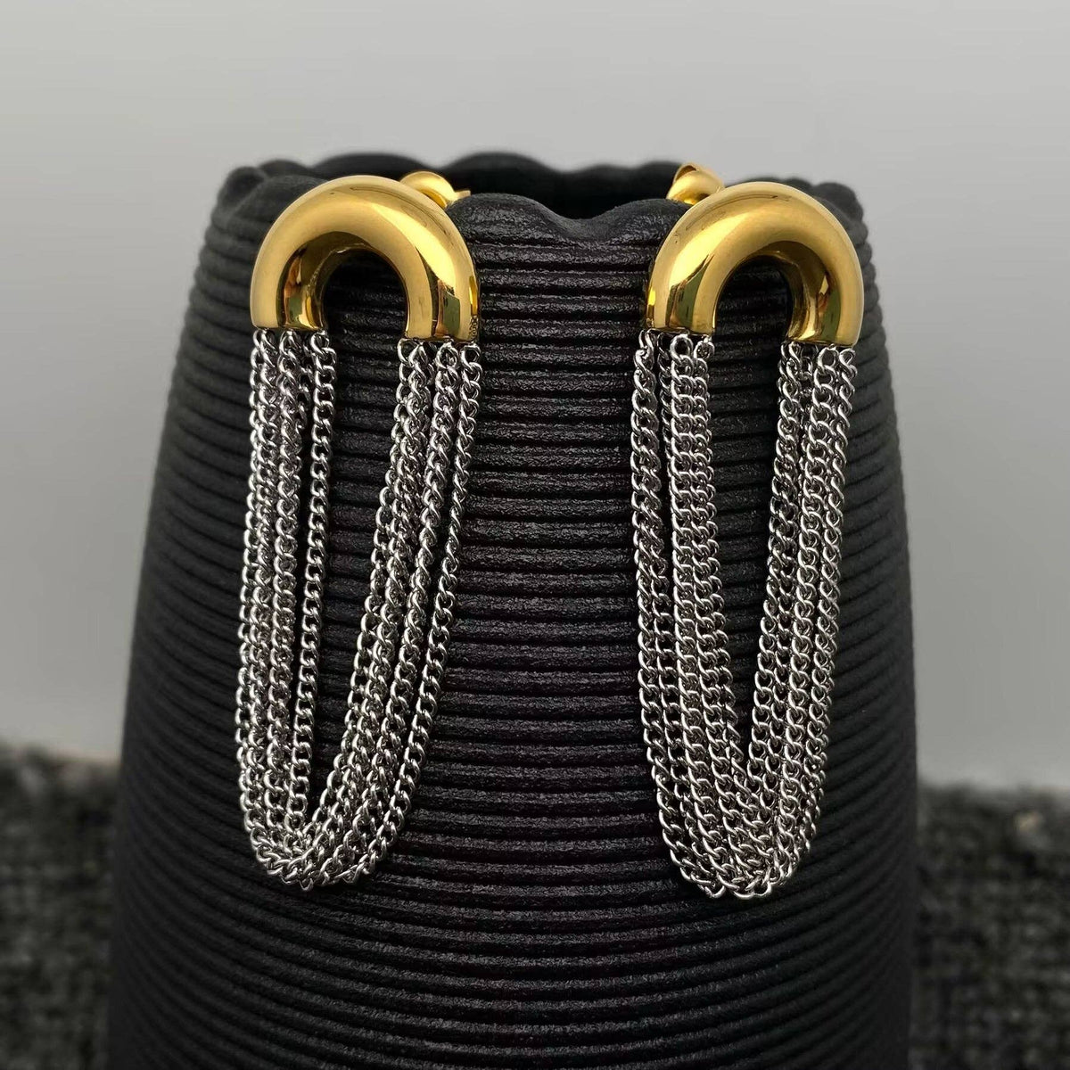 Chain Fringe 18K Gold-Plated Stainless Steel Curved Post Earrings | AVRENDI