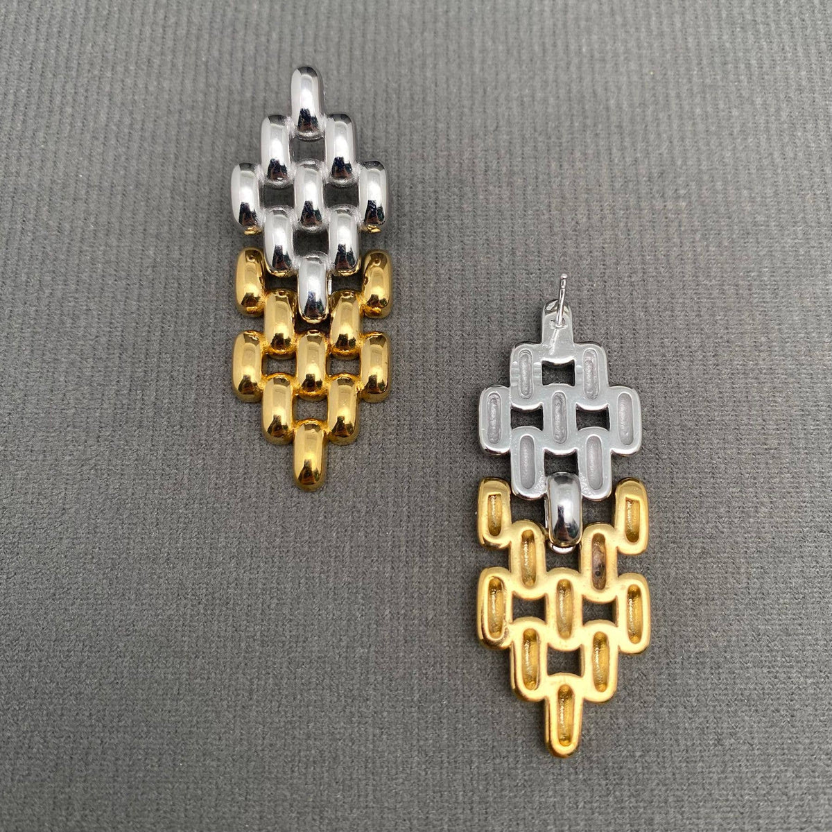 Two Tone Geometric 18K Gold-Plated Stainless Steel Earrings | AVRENDI