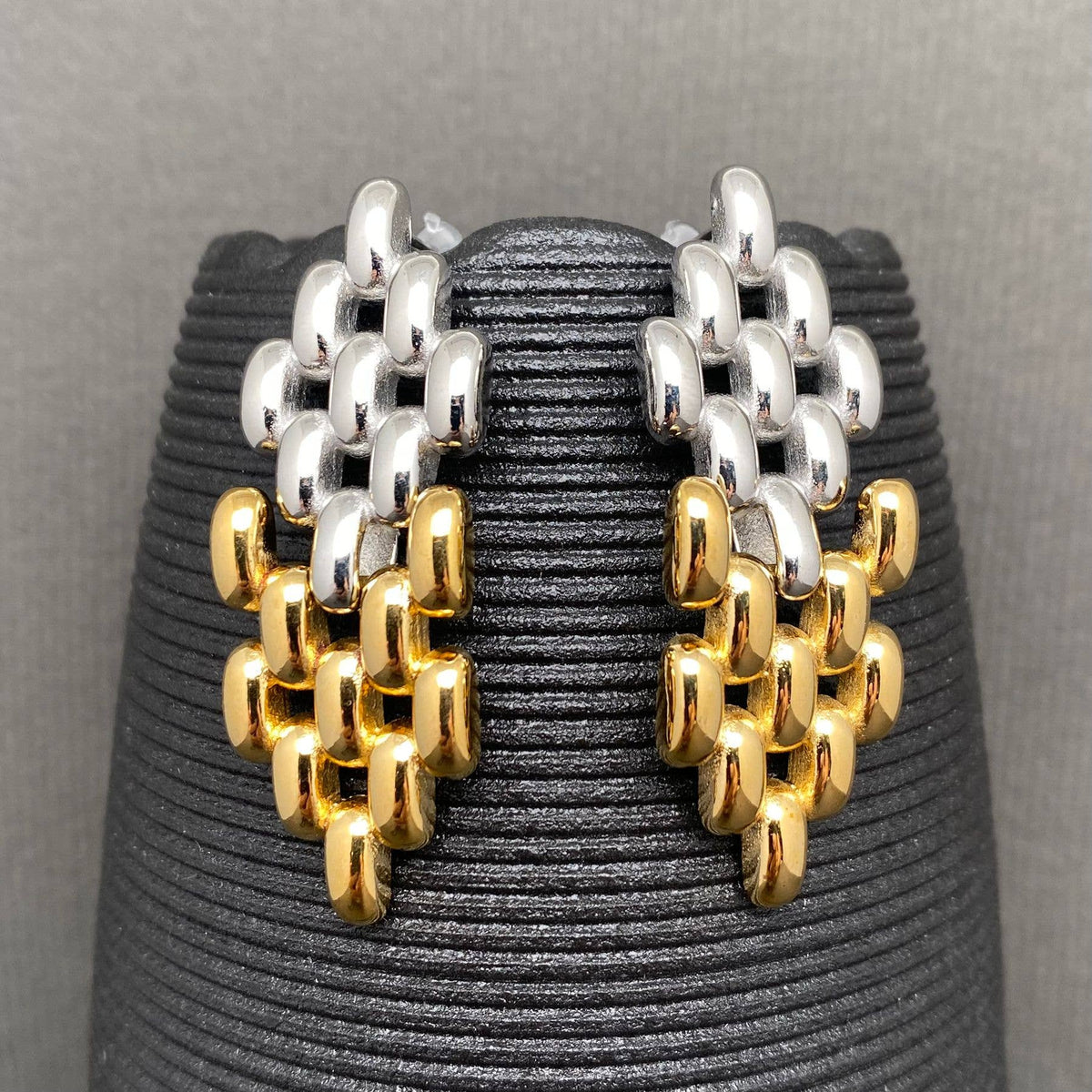 Two Tone Geometric 18K Gold-Plated Stainless Steel Earrings | AVRENDI