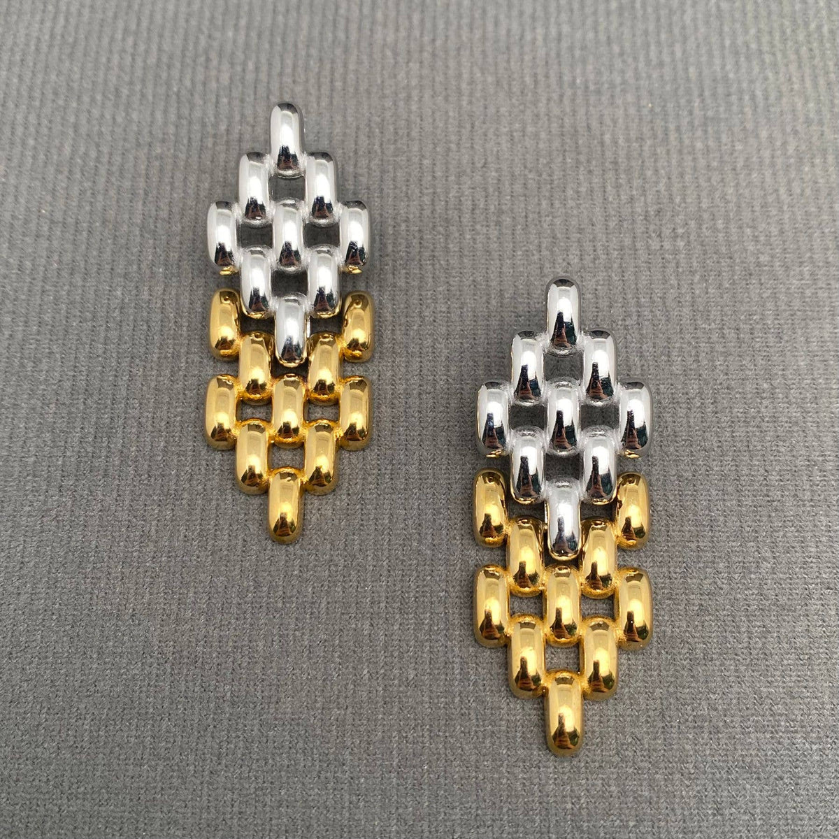 Two Tone Geometric 18K Gold-Plated Stainless Steel Earrings | AVRENDI
