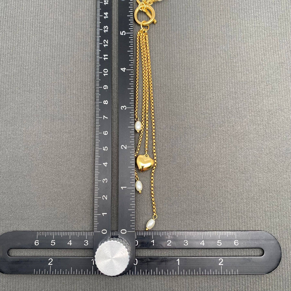 Heart Chain Fringe Pearl Beaded 18K Gold-Plated Stainless Steel Necklace | AVRENDI