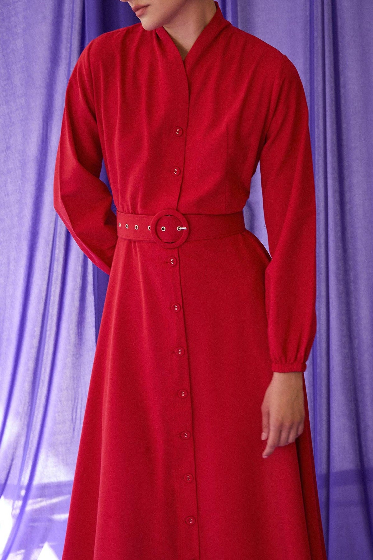 Button Detail Poplin Maxi Shirt Dress | AVRENDI
