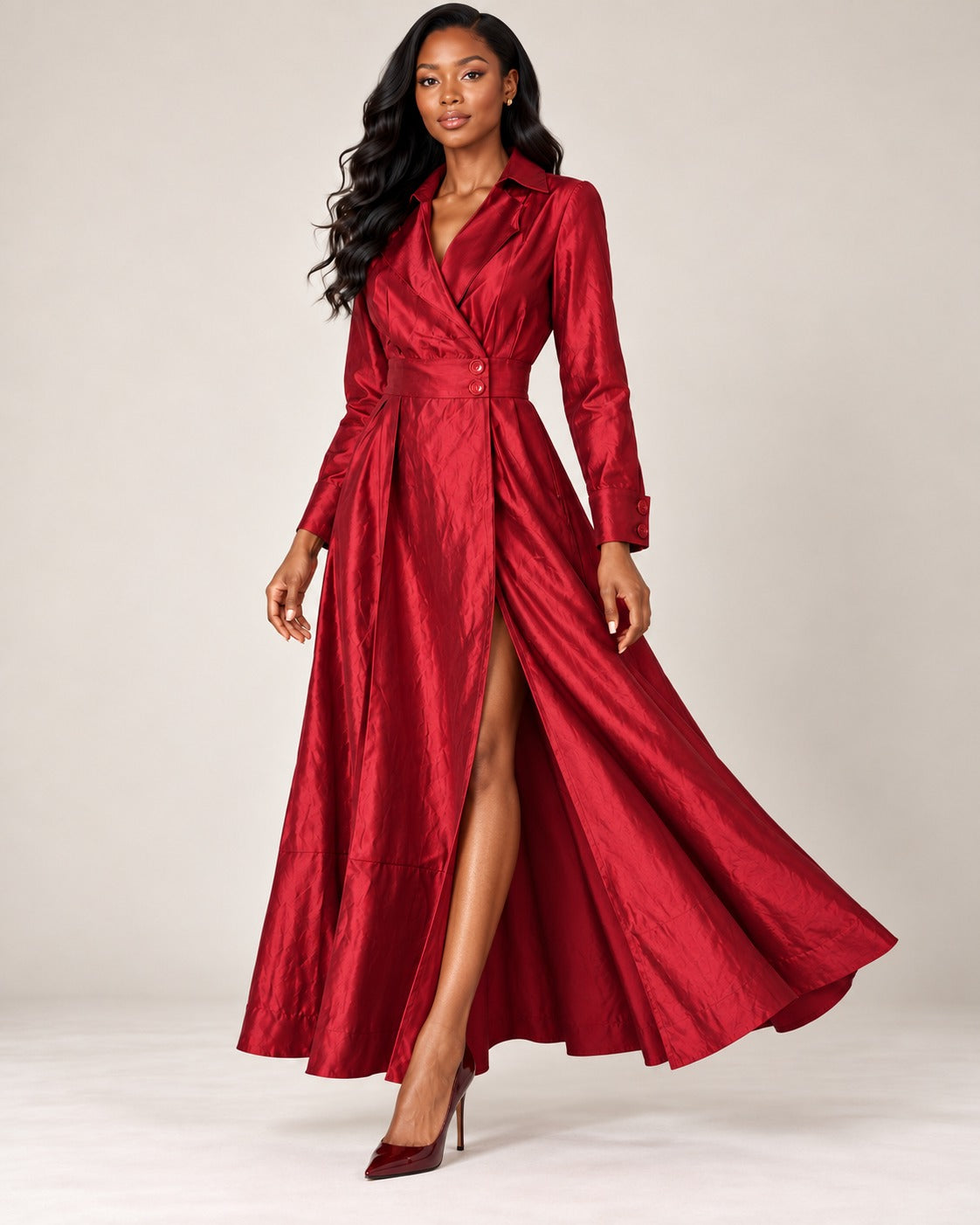 Collared Wrap Maxi Dress