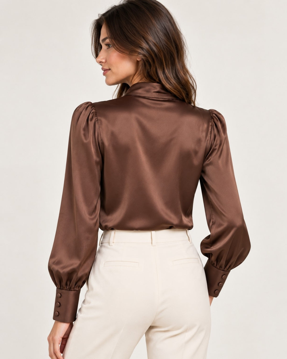 Satin Tie-Neck Blouse