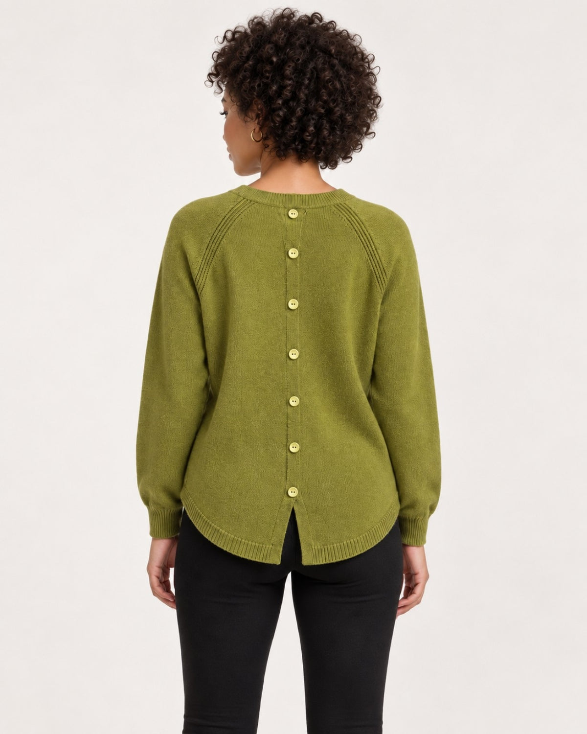 Long-Sleeve Sweater with Back Button Closure