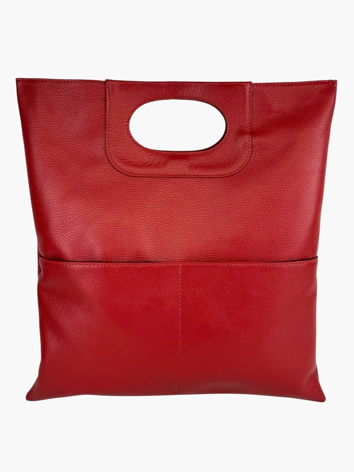 Fold-Over Italian Leather Clutch Bag in Winter Red | AVRENDI