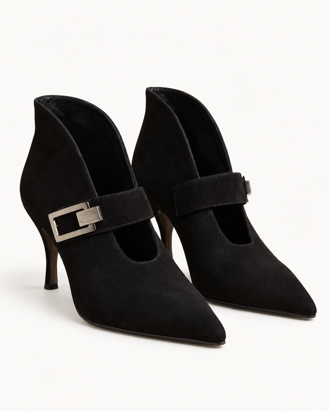 Black Suede Mary Jane Ankle Boots