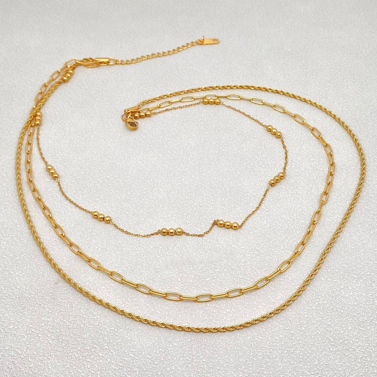 18K Gold-Plated Stainless Steel 3-layer Chain Necklace | AVRENDI