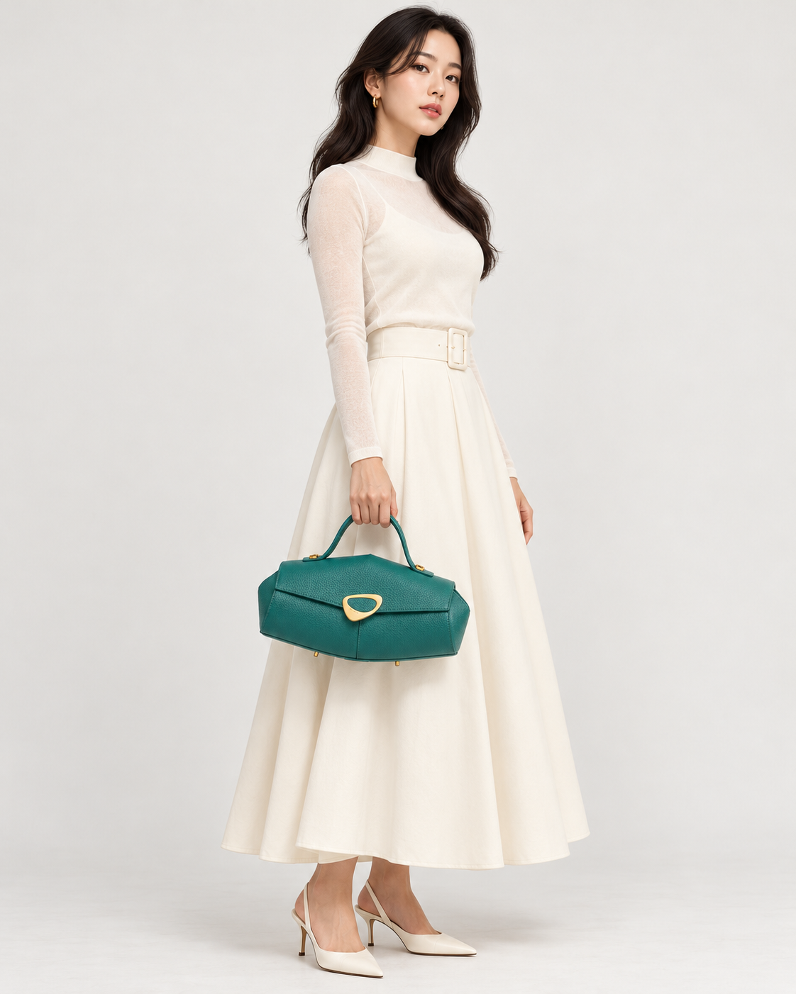 Calipso Large Green Italian Leather Satchel