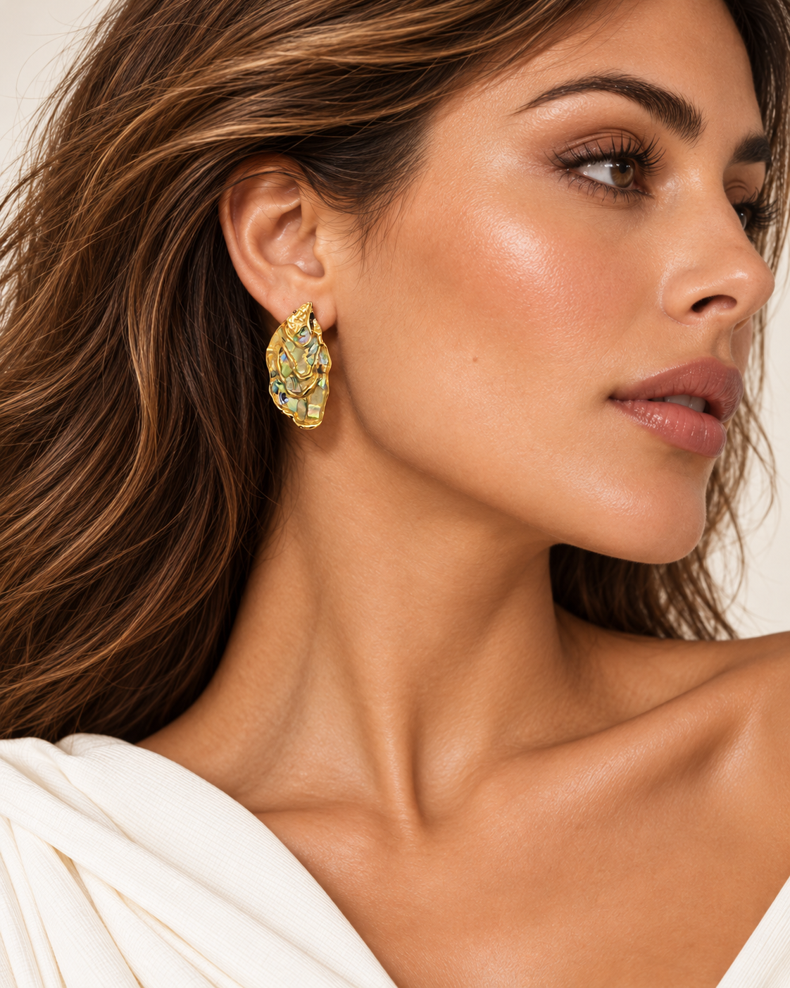 Shell Irregular 18K Gold-Plated Stainless Steel Earrings