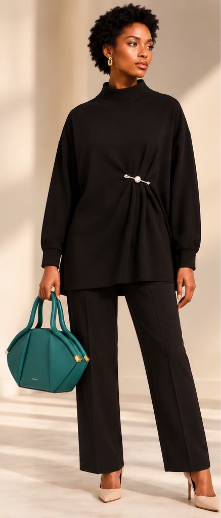 Bolso de mano Isa de piel italiana en color verde medio
