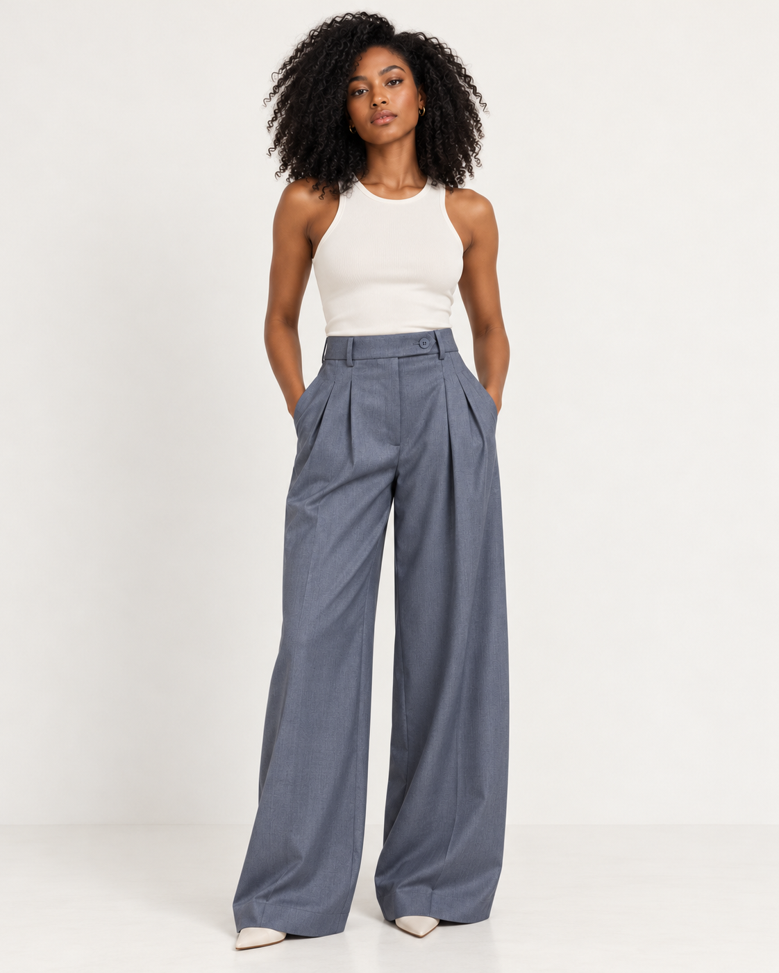 Double-Pleat High-Rise Wide-Leg Trousers