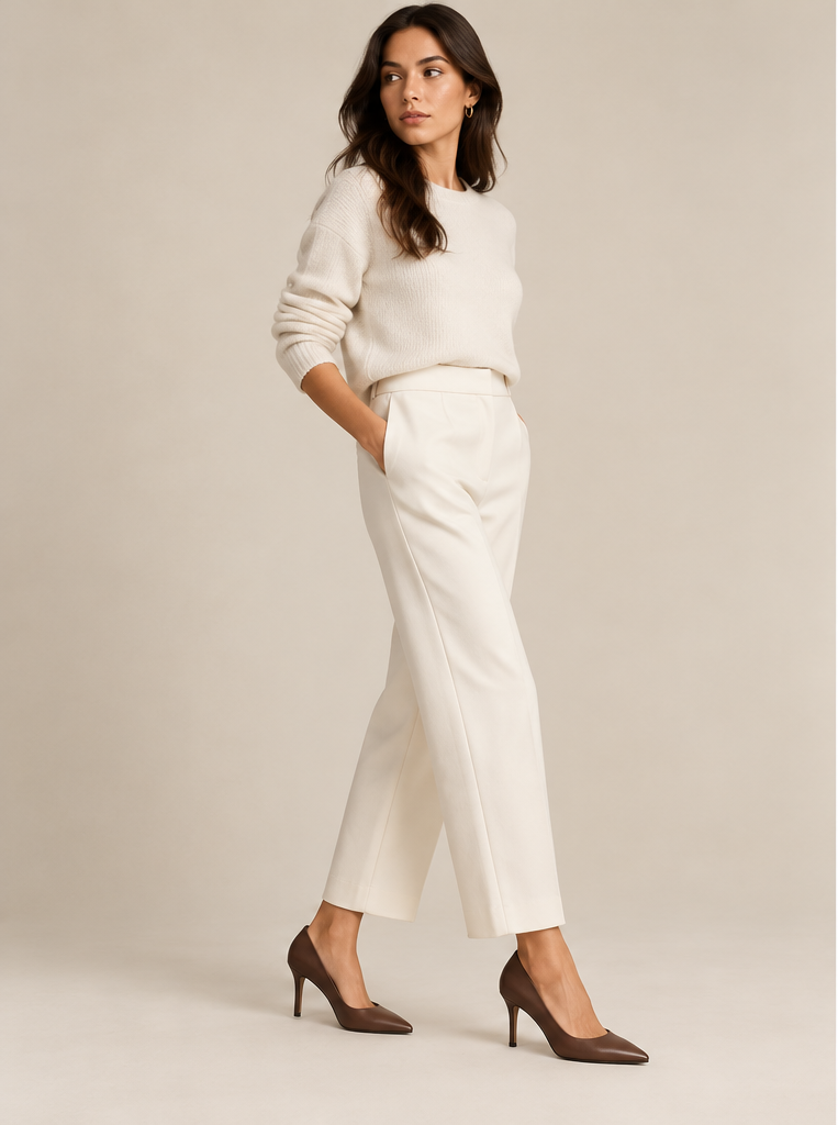 Brown Leather Pointed-Toe Pumps