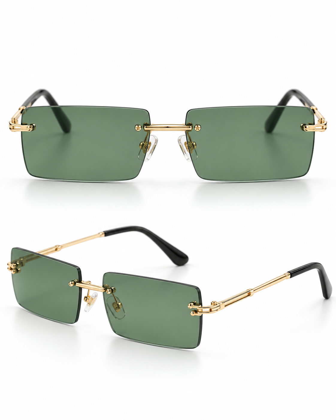Rimless Gold-Bridge Rectangle Sunglasses – product view 3 | AVRENDI