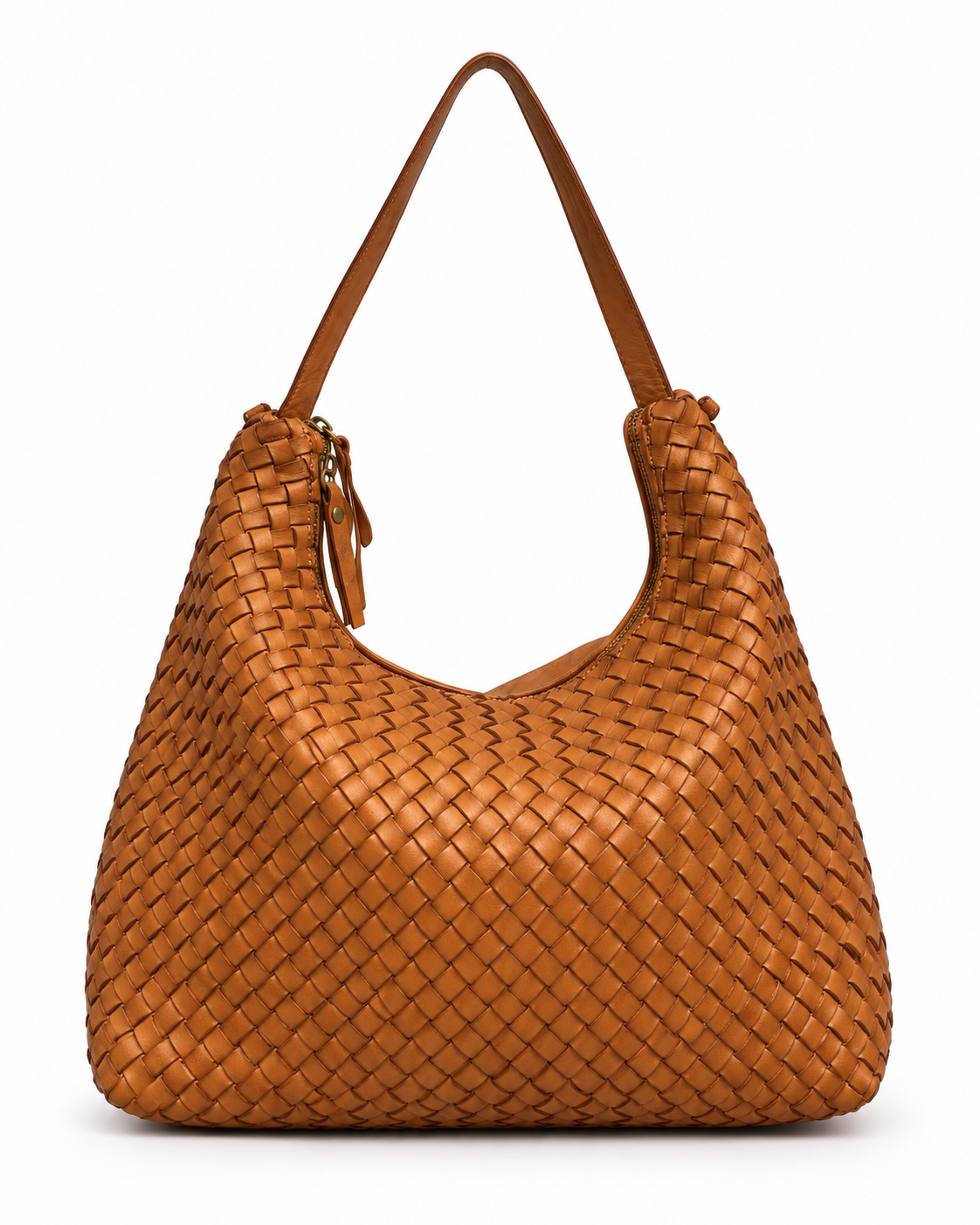 Architectural Woven Italian Leather Shoulder Bag