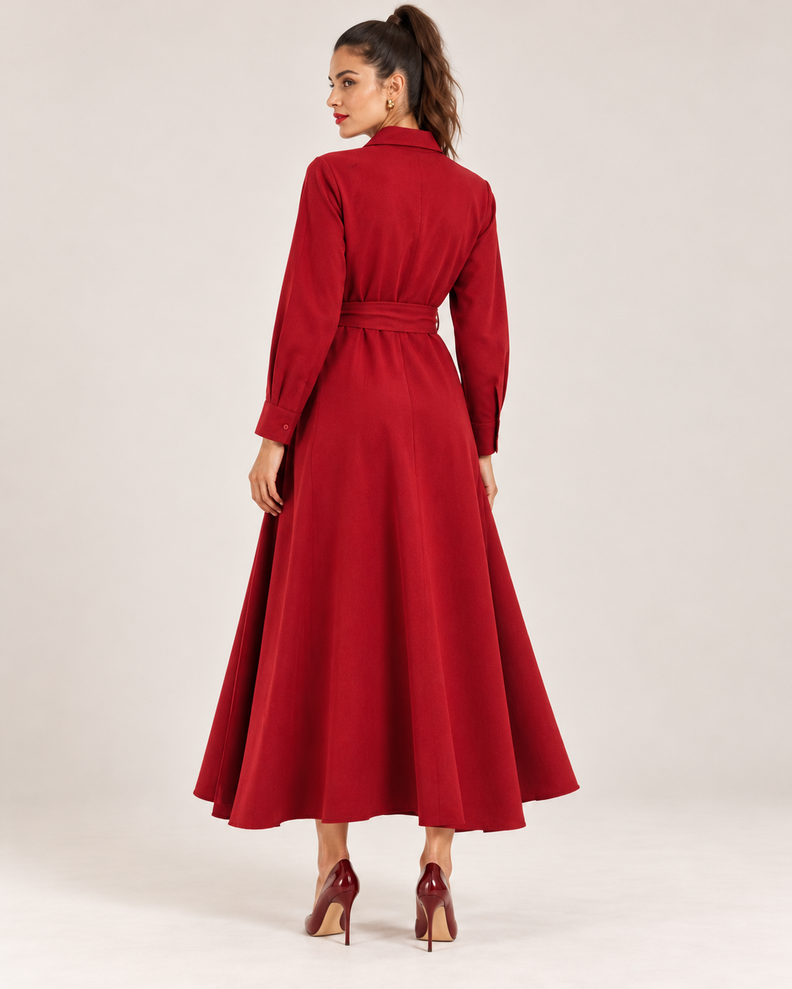 Linen-Blend Belted Shirt Dress
