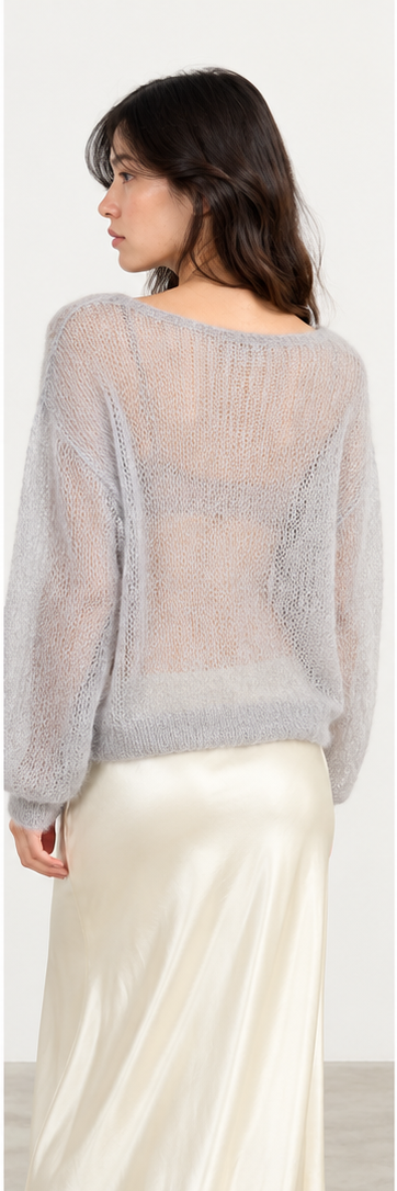 Pull léger en mohair à encolure ronde