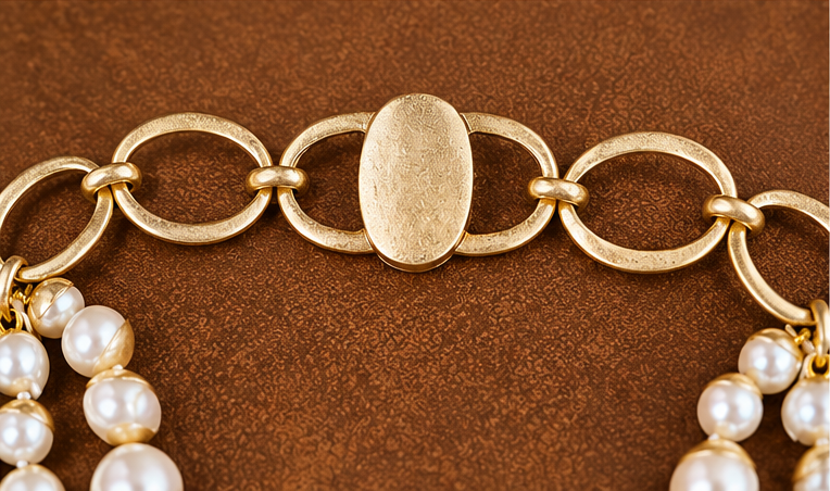 Elegant Vintage Triple-Strand Pearl Necklace Gold Accents